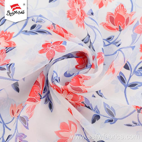 Fashionable Flower Chiffon Printed Fabric For Dress